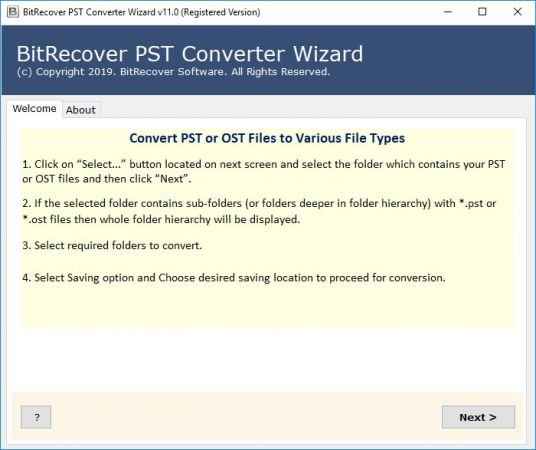 Descargar el asistente de conversión BitRecover PST – Completo v26.2