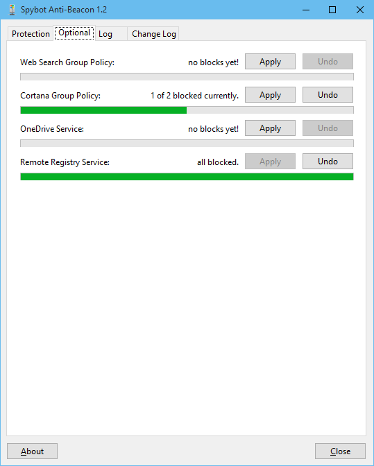 Spybot Anti-Beacon para Windows 10