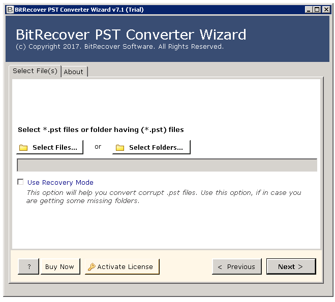Asistente de conversión de BitRecover PST 26.2