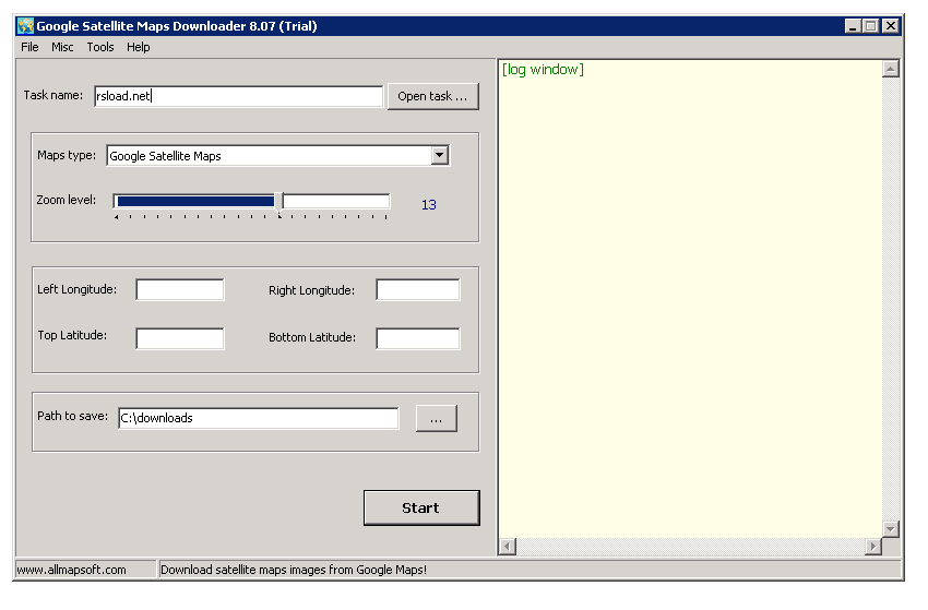AllmapSoft Descargador de mapas satelitales de Google 8.416