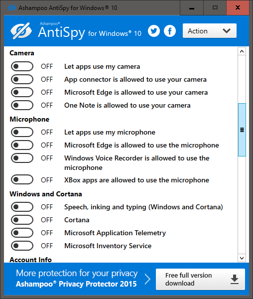 Ashampoo Antispy para Windows 10 v1.1.0.1 / Pro 1.8.0 + x64