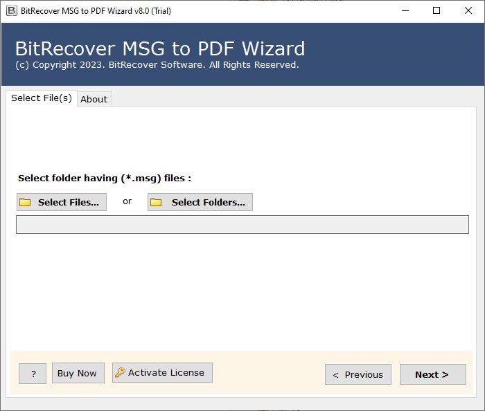 Asistente BitRecover MSG a PDF 26.1