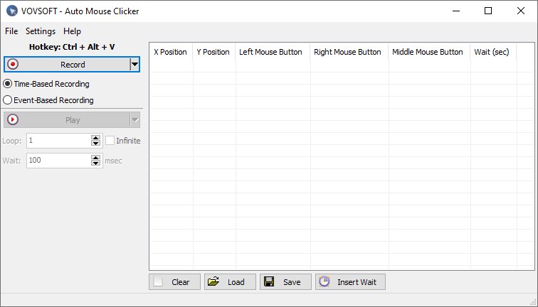 Clicker automático del mouse de Vovsoft 3.0