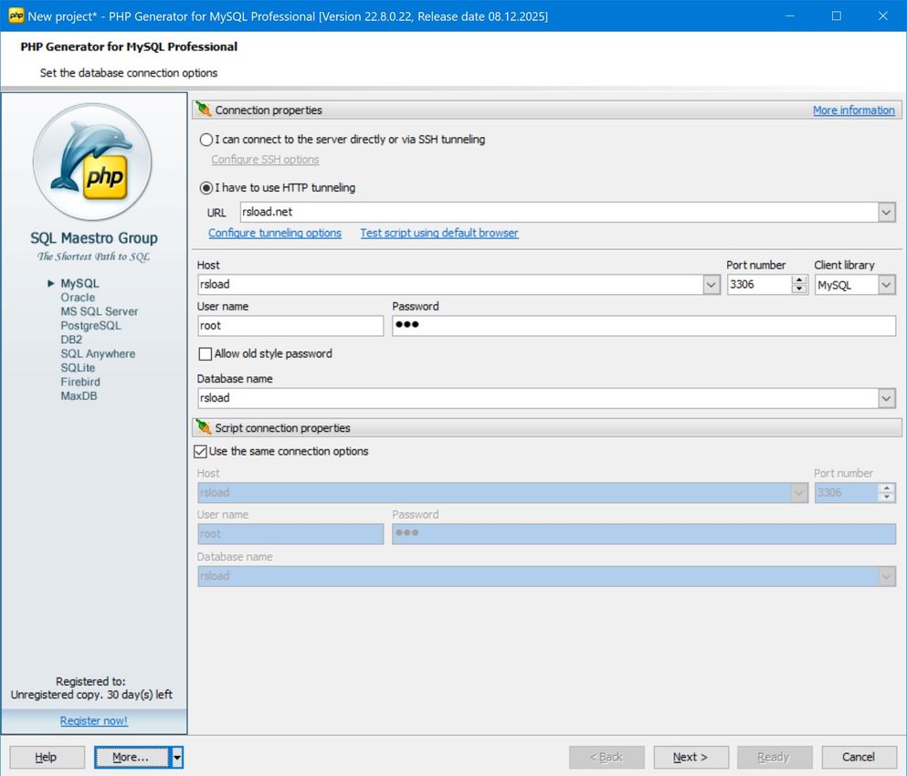 Generador PHP para MySQL Professional 22.8.0.22