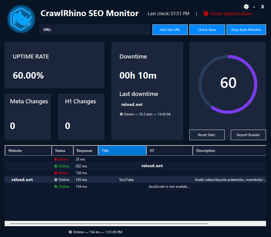 Monitor de SEO CrawlRhino 1.0.9