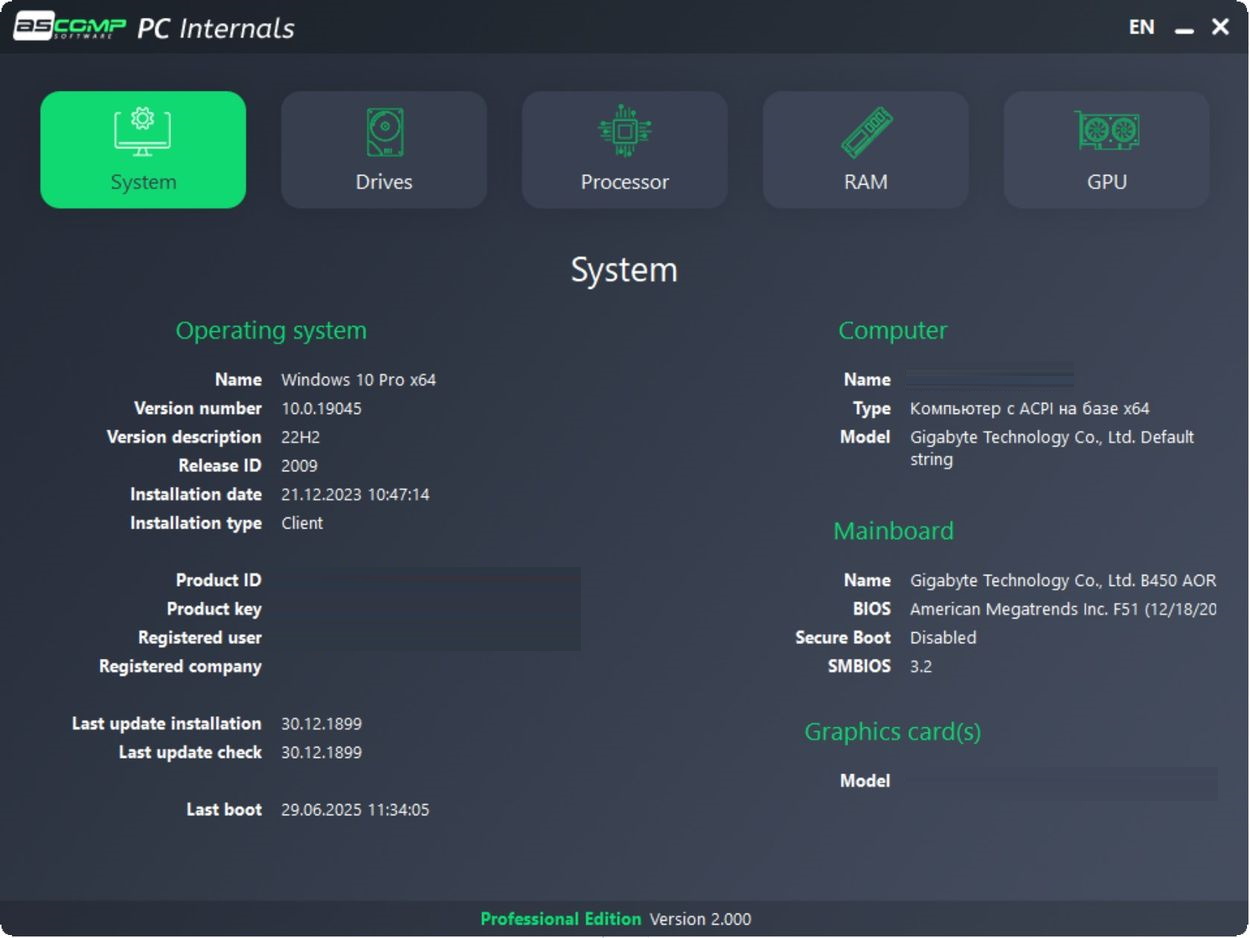 Componentes internos de PC Pro + crack