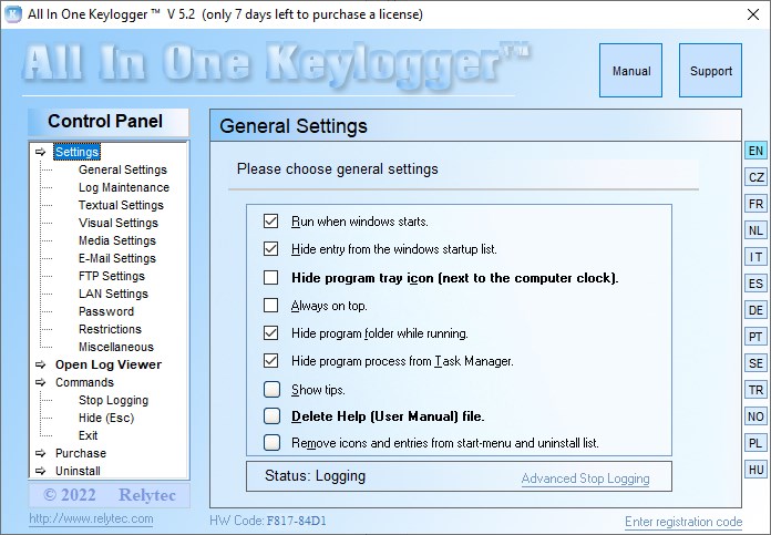 Registrador de teclas todo en uno Relytec 5.5+x64