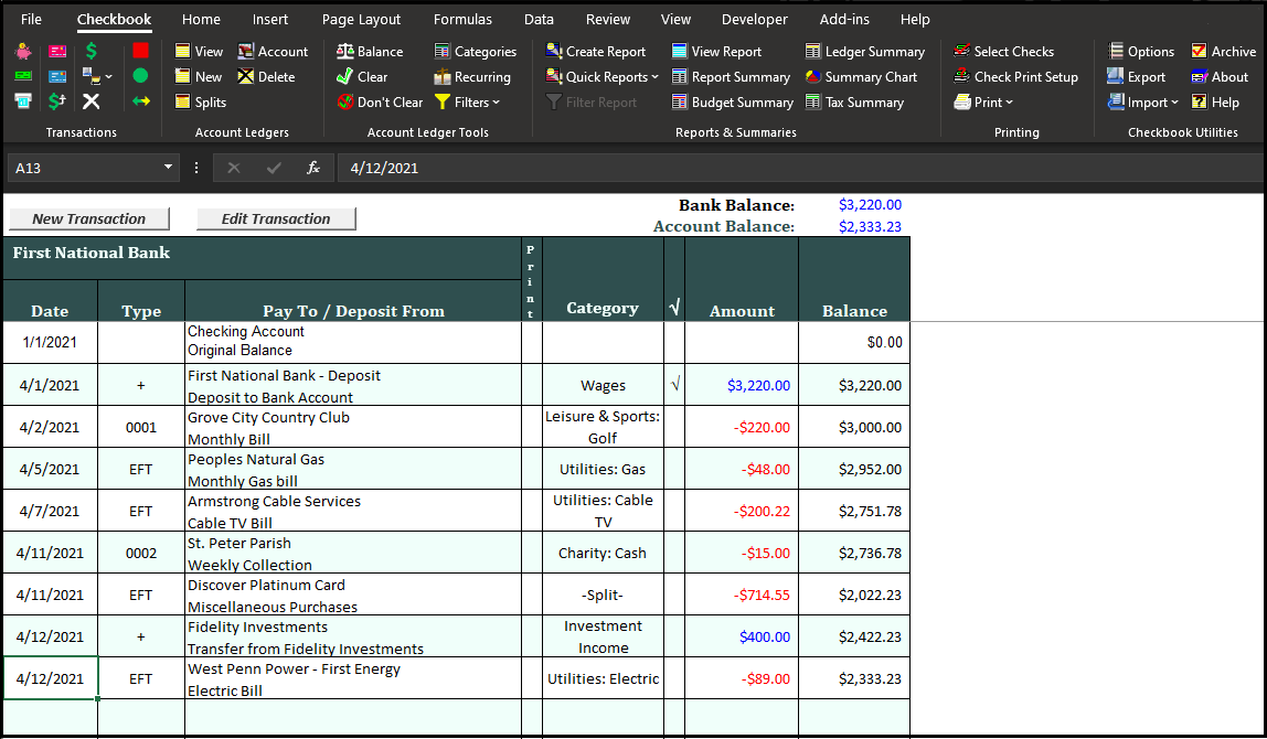 Talonario de cheques para Excel 7.1