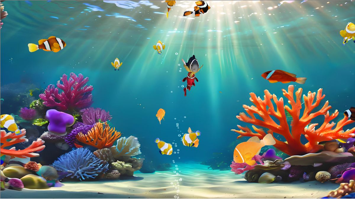 (Tanque virtual de pez payaso de coral)