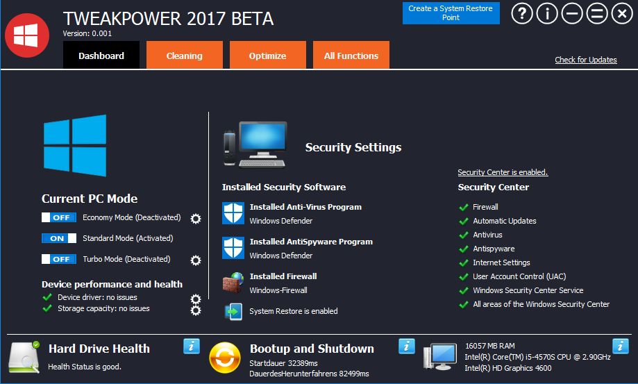 Descarga de TweakPower