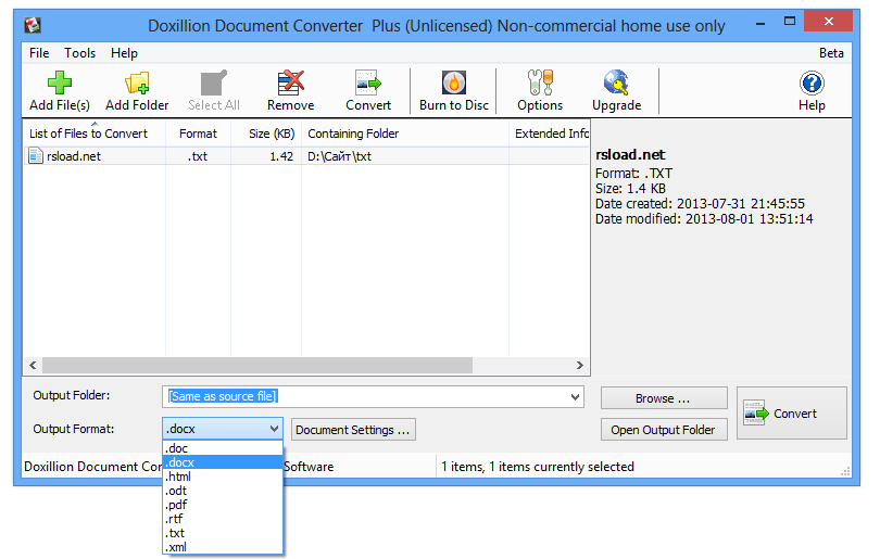 Convertidor de documentos Doxillion