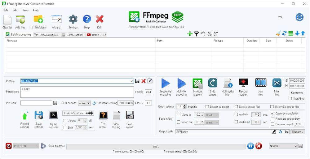Convertidor A/V por lotes FFmpeg 3.2.6 + x64 + Portátil