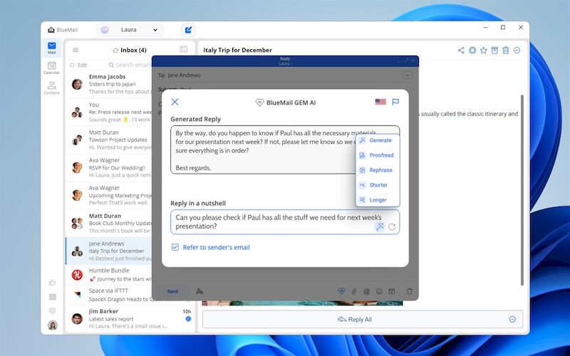 Descarga de correo azul