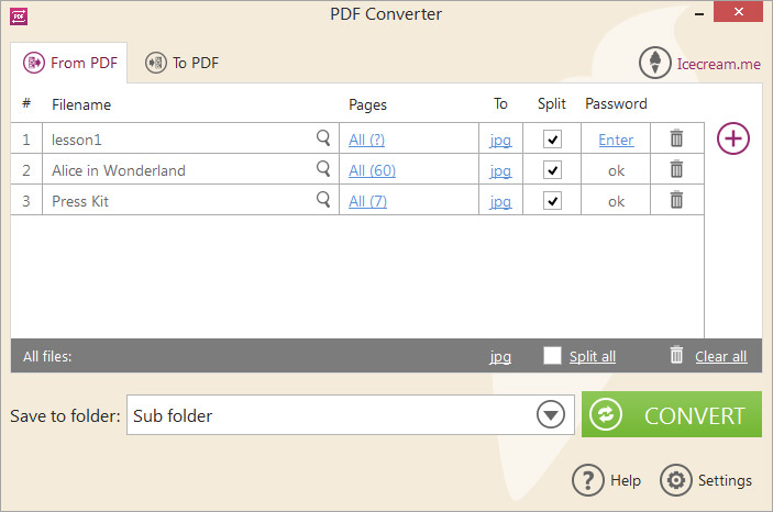 Convertidor de PDF de helado 
