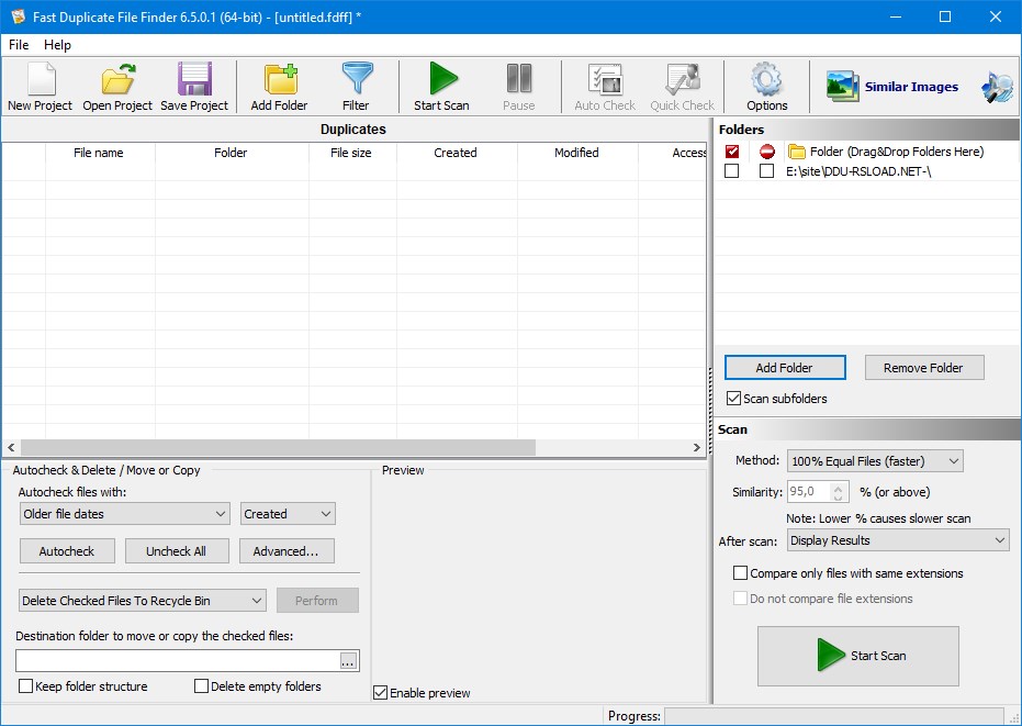 Buscador rápido de archivos duplicados