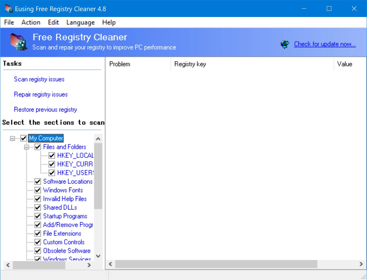 Limpiador de registro gratuito Eusing