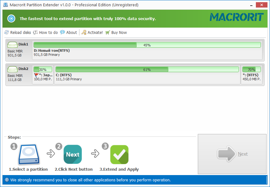 Extensor de partición Macrorit 2.6.0 + Enterprise + Repack + Rus