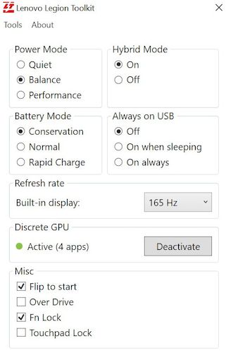 Kit de herramientas de la Legión de Lenovo