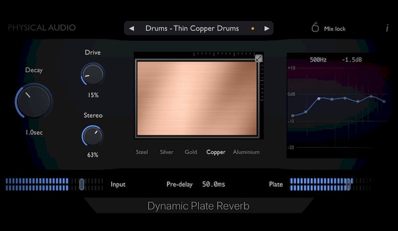 Audio físico Placa dinámica Reverb + tecla