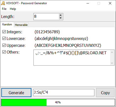 Descarga del generador de contraseñas Vov