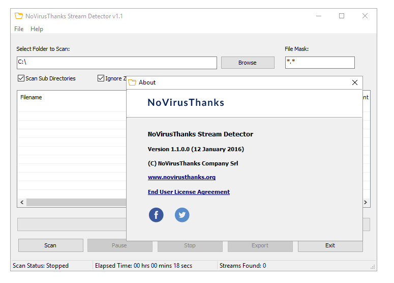 Detector de flujo NoVirusThanks