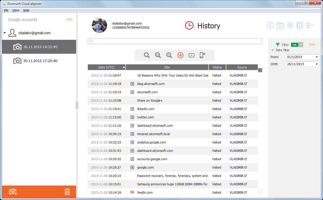 Descargar Elcomsoft Cloud eXplorer