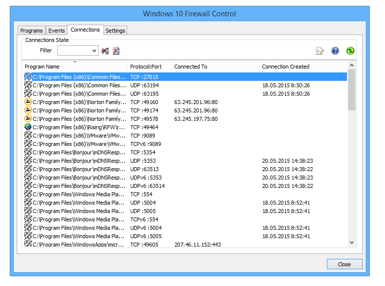 Control de cortafuegos de Windows 10