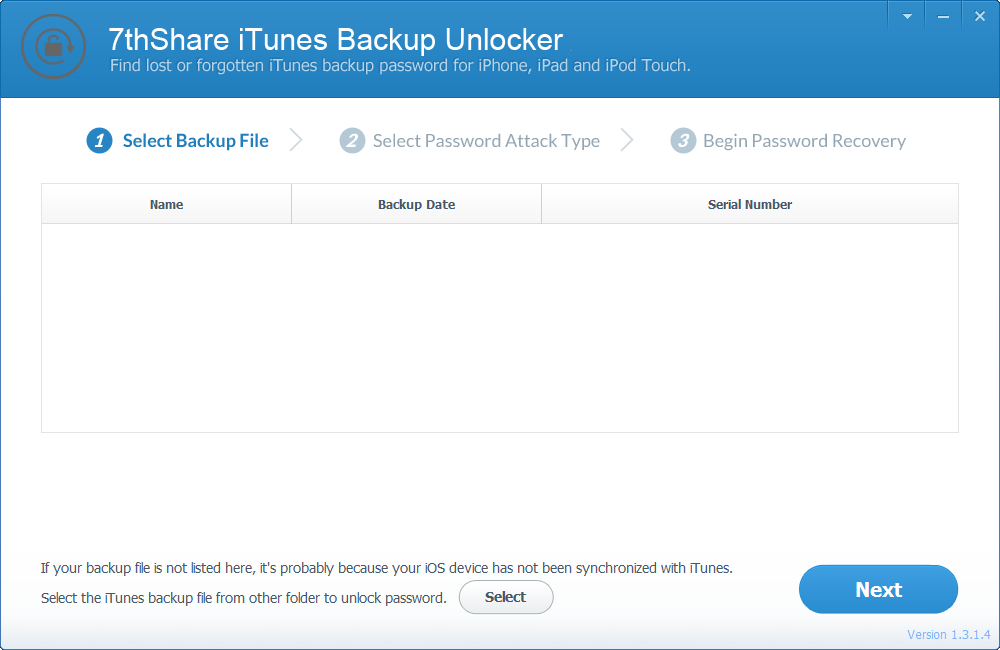 Descarga de 7thShare iTunes Backup Unlocker