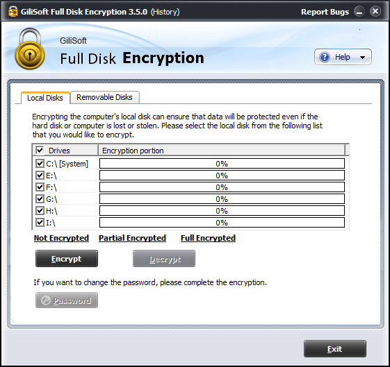 Cifrado de disco completo de Gilisoft 5.4