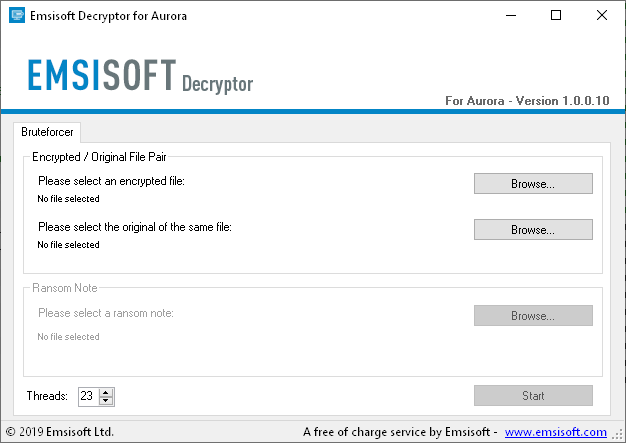 Emsisoft Decryptor para Aurora