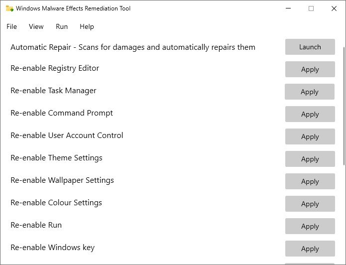 Herramienta de corrección de efectos de malware