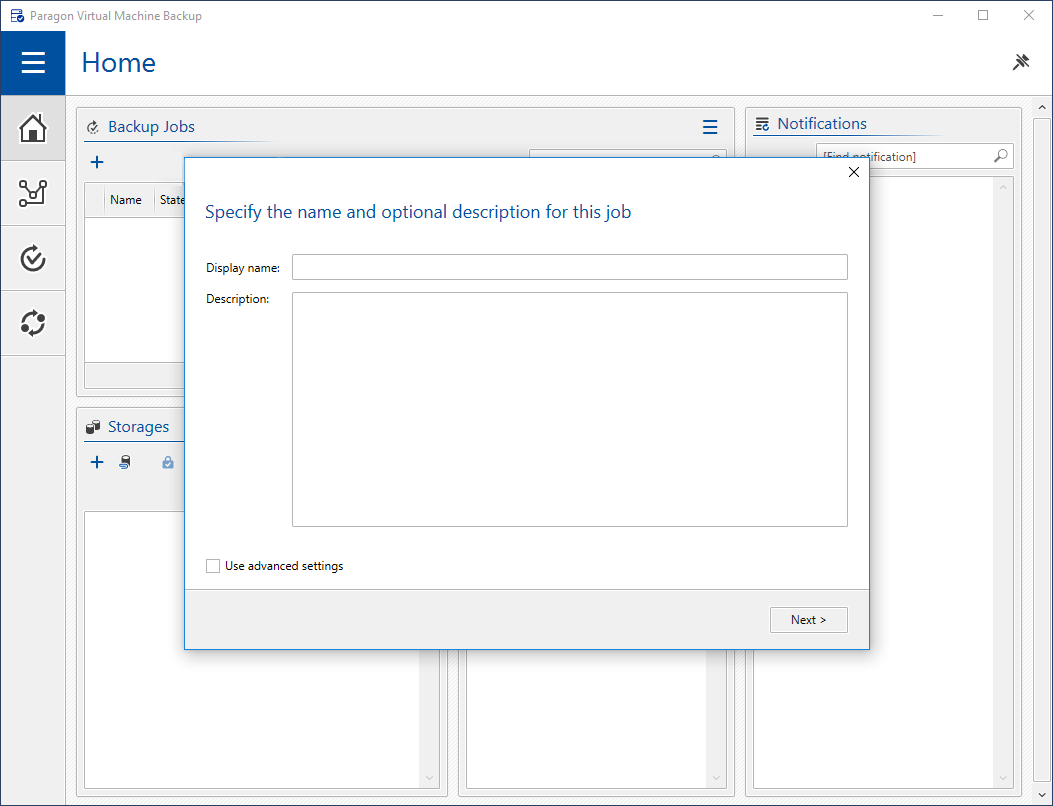     Descarga de copia de seguridad de Paragon VM