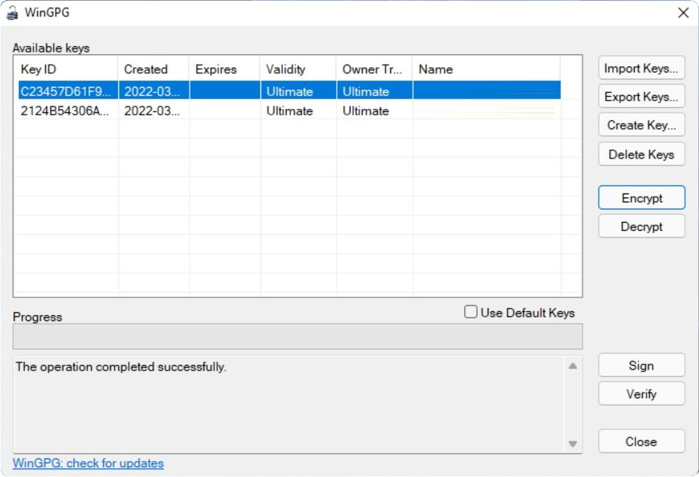 WinGPG 1.2.1
